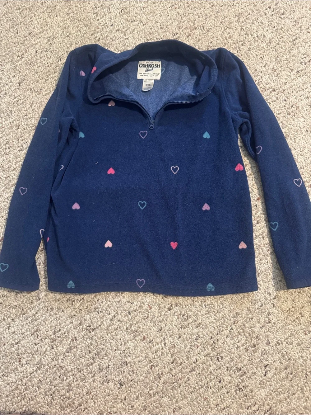 OshKosh B'gosh Girls' Quarter-Zip Fleece Pullovers - Navy & Periwinkle